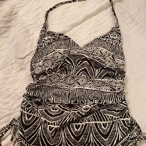 Brown and white tankini top